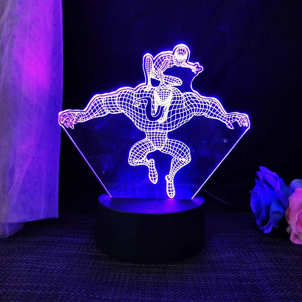 Homem-Aranha 3D Acrílico Luz Noturna USB Estéreo LED Lâmpada de Mesa Luz Fantasma Surpresa Presente de Aniversário LED Luz Usando USB e Bateria