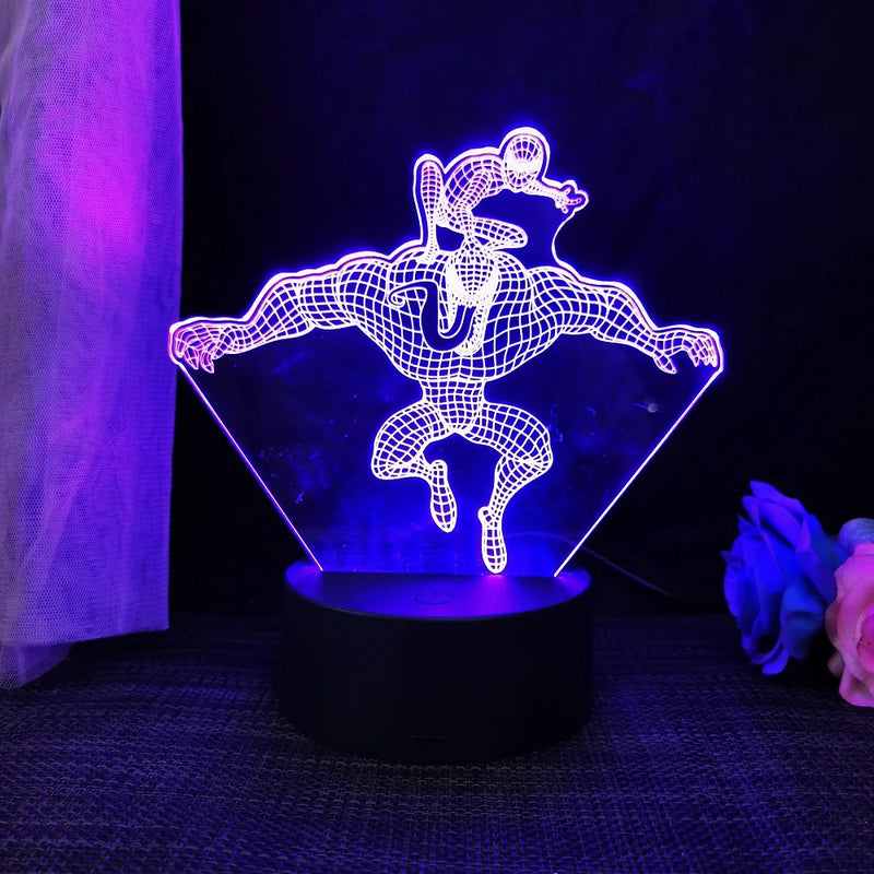 Homem-Aranha 3D Acrílico Luz Noturna USB Estéreo LED Lâmpada de Mesa Luz Fantasma Surpresa Presente de Aniversário LED Luz Usando USB e Bateria