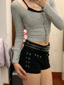 Personalidade Americana Hot Girl Y2K Harajuku Hip Shorts Pretos Hip Hop Moda Roupas Da Moda Salgueiro Nail Design Sexy Denim Shorts