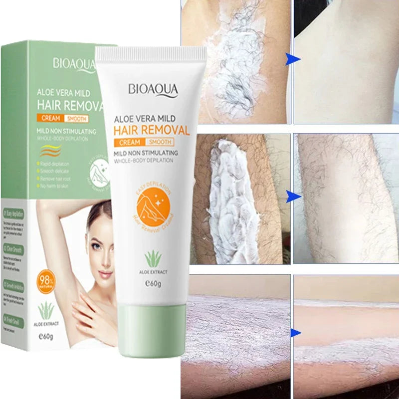 Creme de Depilação Depiladora Permanente Creme Áreas Íntimas Saúde Indolor Removedor de Pêlos Inibidor de Crescimento para Homens Mulher Cuidados com o Corpo