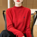 2025 Outono/Inverno Feminino Novo Moletom Com Capuz De Caxemira Elegante Bordado Meio Alto Gola Macia Caxemira Explosiva100% Lã Australiana