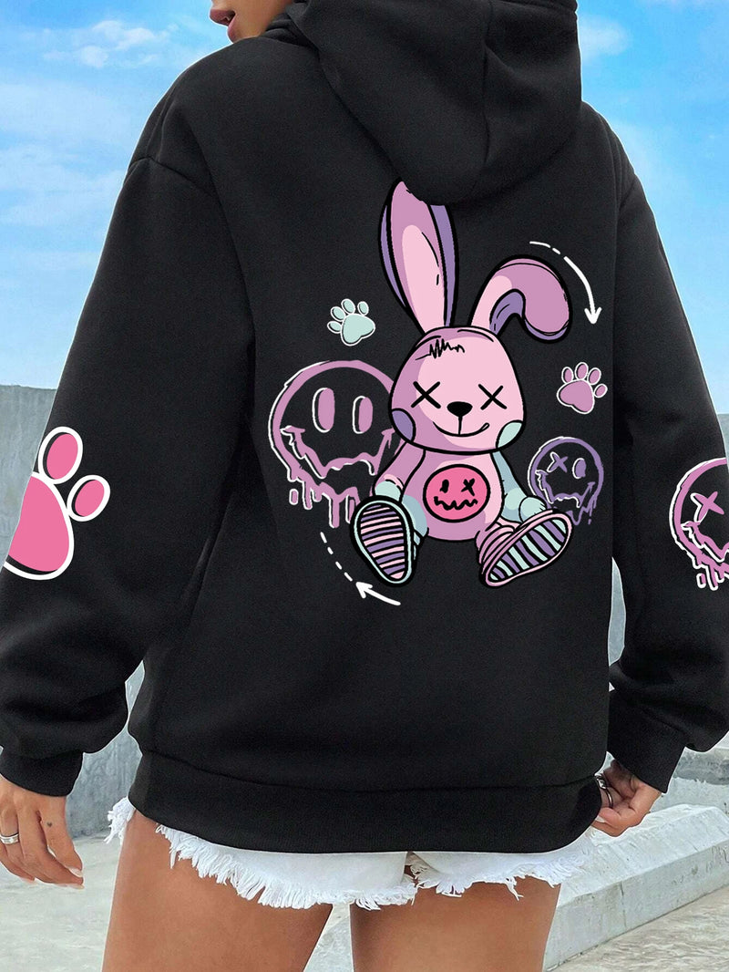 Hip Hop Street Casual Impresso Feminino Hoodies Moda Hoodie Oversize Solto Novos Moletons Outono Quente Fleece Roupas