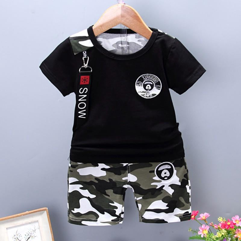 Verão Bebê Menino Roupas Ternos Crianças Infantil Camo Conjunto de Manga Curta T-shirt + Shorts Meninos da Criança Moda Conjuntos de Roupas Casuais