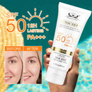 Protetor Solar Tintado FPS 50+ Hidratante Proteção UV para Rosto e Corpo Bloqueador Solar Leve Antienvelhecimento À Prova D'Água Clareador Uso Diário