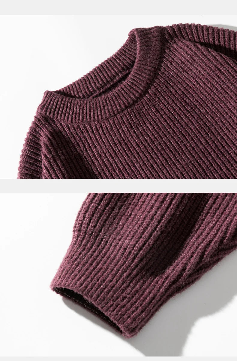 Suéter de gola redonda, cor sólida, básico, masculino, feminino, outono, inverno, parcimonioso, simples, casal, suéter de malha, quente, macio
