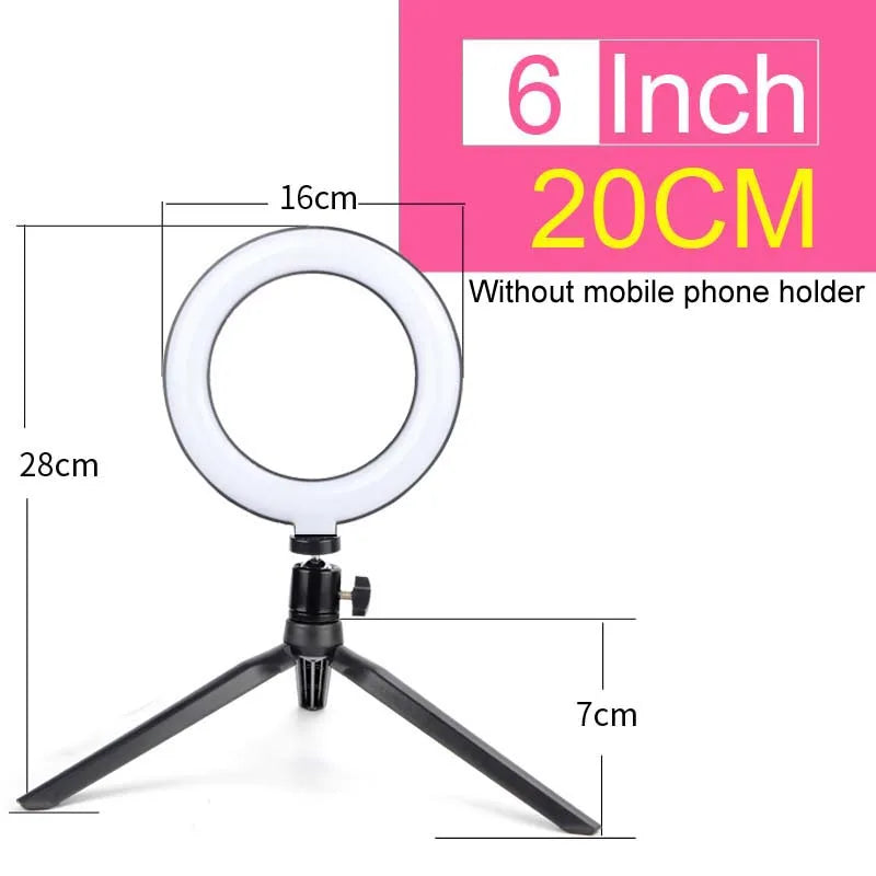 Luz de Anel LED 14 polegadas para Fotografia - Tripé com Luz de Anel para Transmissão ao Vivo