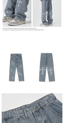 Calças da moda outono calças jeans cruzadas streetwear hip hop cintura baixa jeans largas para coreano Y2k calças cargo femininas