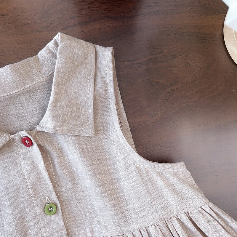 Urso Líder Novo Sólido Bebê Menina Vestido de Algodão Botão Crianças Vestidos de Verão Princesa Vestido de Festa Da Criança Meninas Vestido de Verão Roupas Infantis