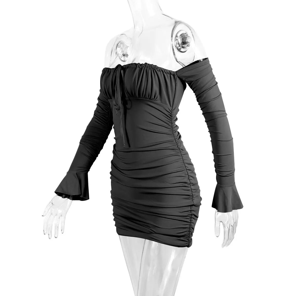 Fairyshely Sexy Ruffle Curto Vestido Clube Senhoras 2025 Outono Verde Bodycon Vestidos Para As Mulheres Festa Apertado Mini Vestido Clubwear