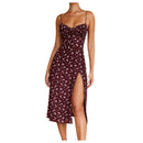 Elegante Elegante Flor Impressão Alças Finas Vestidos Para Mulheres 2024 Camisola Profundo Decote Em V Suspender Vestido Mulher Roupas