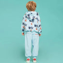 Conjunto de roupas infantis 2025 Nova Primavera Outono Meninos Meninas Cartoon Impresso Com Capuz Conjunto de Calças Casuais Crianças Roupas Casuais Sólidas