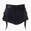 Shorts jeans de bolso grande para mulheres elásticas finas 2024 novas calças cargo curtas de cintura alta primavera/verão para meninas legais calças jeans quentes