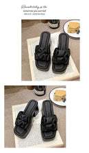 Verão de salto alto casual feminino boca de peixe sapatos sapatos femininos à venda 2024 moda nova dedo do pé quadrado anti-rugas chinelos femininos