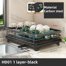 Rack de armazenamento de talheres de aço carbono Rack de escorredor Rack de secagem para pratos, facas e garfos Ferramenta de armazenamento de cozinha de drenagem de bancada