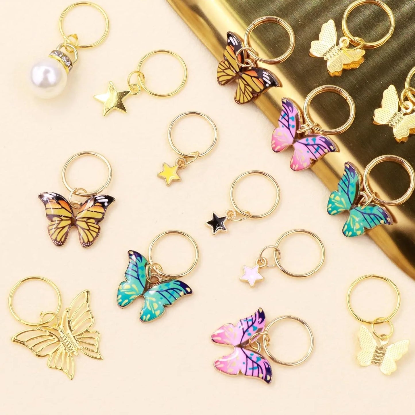 20 Peças Presilhas de Trança Borboleta Acessórios de Cabelo com Cristais Pingentes de Borboletas Coloridas Charme Pérola Brilhante Acessórios de Cabelo