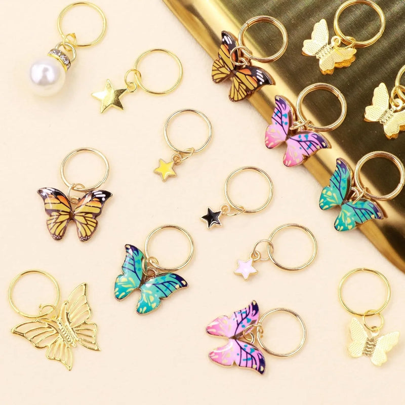 20 Peças Presilhas de Trança Borboleta Acessórios de Cabelo com Cristais Pingentes de Borboletas Coloridas Charme Pérola Brilhante Acessórios de Cabelo