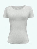 Camisetas Femininas Básicas Decote Redondo Manga Curta Tops Curtos Tops Fofos de Verão Camisetas Slim Fit Y2k Roupas 2024