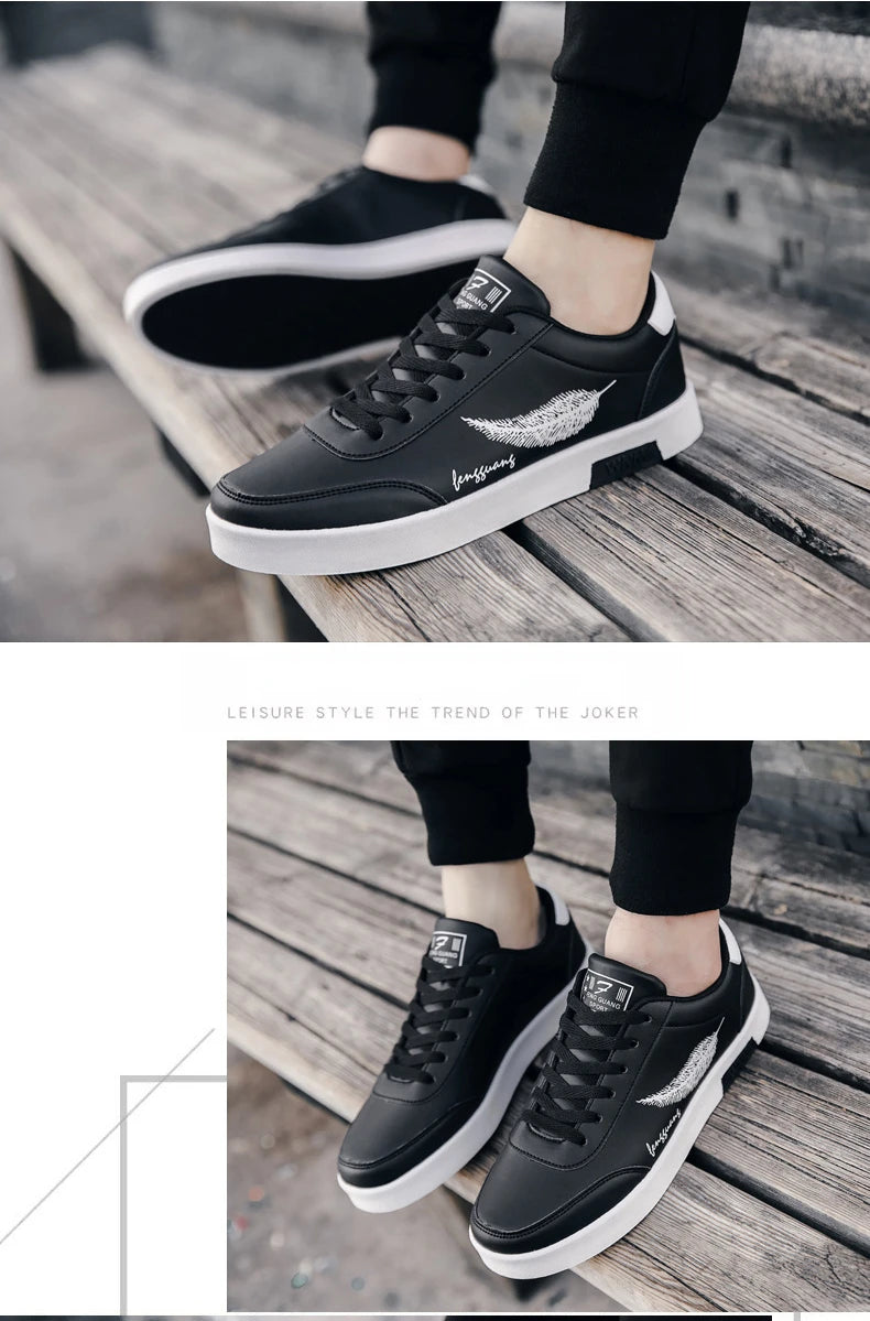 Homens brancos Calçados Esportivos Moda Homens Sapatos Casuais Homem de Couro Flats Conforto Resistente Tênis Casuais Masculinos Zapatillas De Hombre