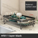 Rack de armazenamento de talheres de aço carbono Rack de escorredor Rack de secagem para pratos, facas e garfos Ferramenta de armazenamento de cozinha de drenagem de bancada