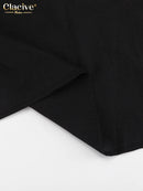 Clacive Sexy Loose Black Cotton Womens Dresses 2024 Summer Strap Sleeveless Ankle Length Dress Elegant Hollow Out Female Dress