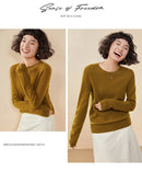 Pulôver feminino outono/inverno 100% puro suéter de caxemira casual suéter de malha gola redonda solto Tops básico versátil Blusa