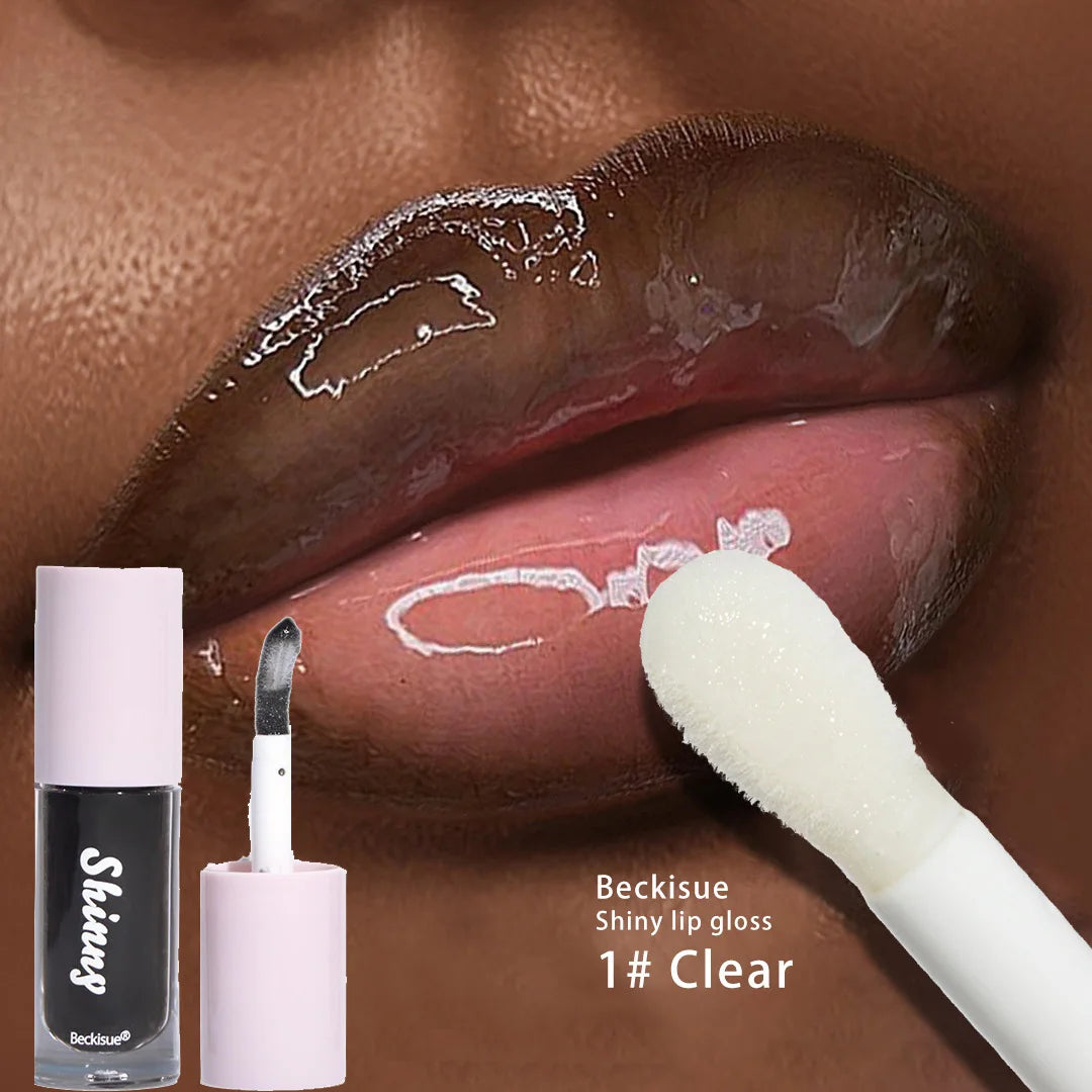 Óleo Labial Hidratante de Cristal Transparente, Gloss Labial Volumizado