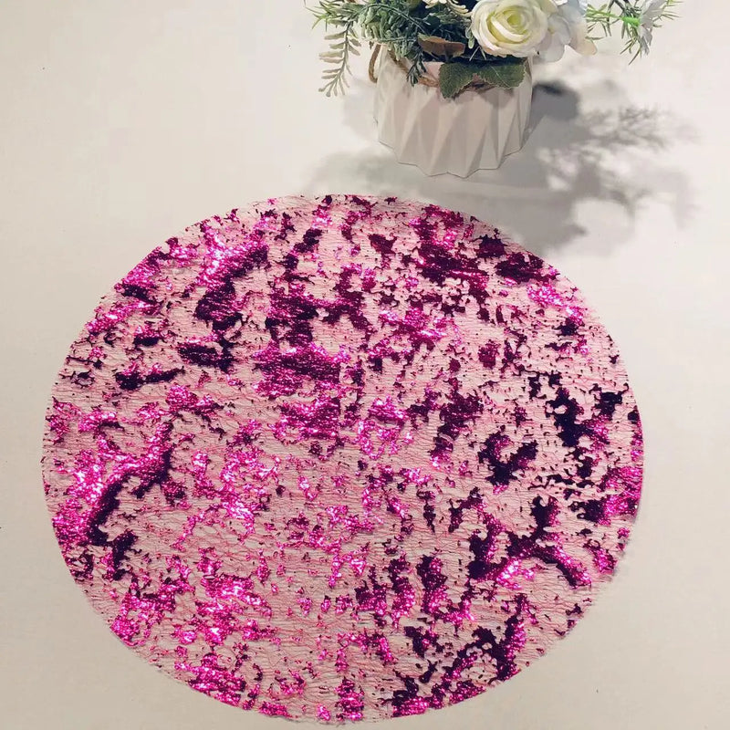 20 / 100PCS Placemats de folha metálica 33 cm redondos Super finos descartáveis Glitter Gold Table Mats para decoração de casa de festa de aniversário de casamento