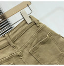 Shorts jeans de bolso grande para mulheres elásticas finas 2024 novas calças cargo curtas de cintura alta primavera/verão para meninas legais calças jeans quentes