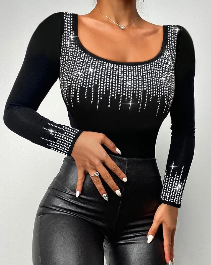 Sexy TeeContrast Lace Cutout Top de manga comprida ew ashion camisa de mulher 2025 outono inverno primavera blusas roupas femininas roupas