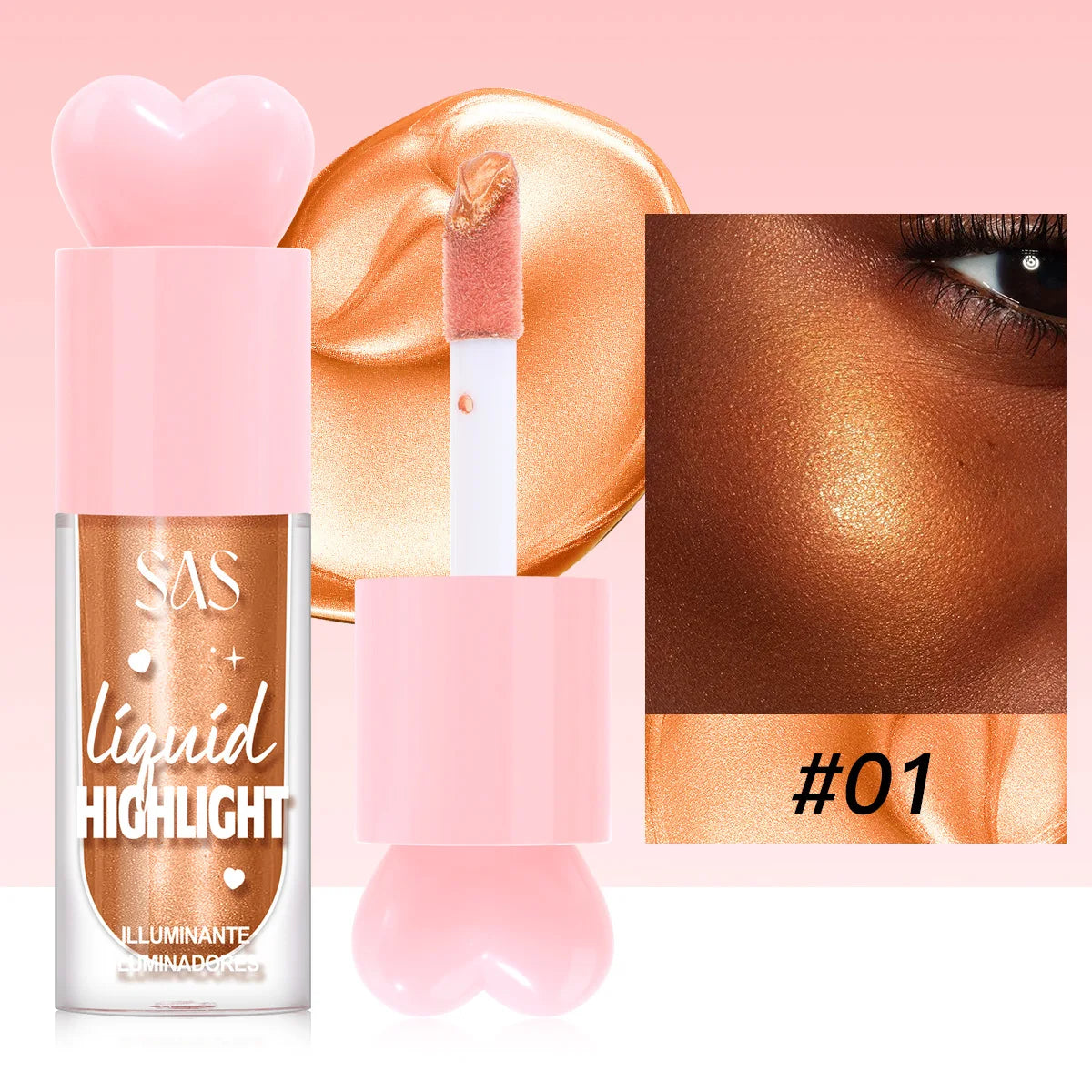 Iluminador Líquido para Contorno Facial Maquiagem Brilho