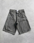 Shorts Jeans com Estampa de Grafite de Geometria Gótica Retro Americana Homens Mulheres Y2k Cintura Baixa Folgada na Altura do Joelho Jorts Curto
