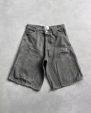 Shorts Jeans com Estampa de Grafite de Geometria Gótica Retro Americana Homens Mulheres Y2k Cintura Baixa Folgada na Altura do Joelho Jorts Curto