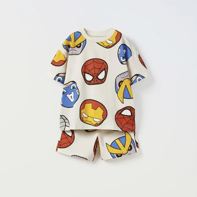 Marvel Boy Sets Roupas de Verão Manga Curta Lazer Camisetas + Conjuntos de Shorts 2pcs Roupas Crianças Infantil Criança Menino Roupas