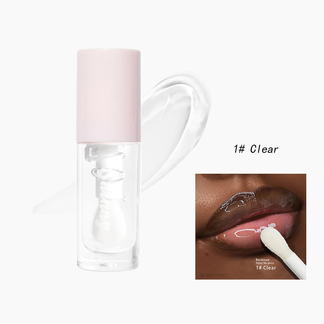 Óleo Labial Hidratante de Cristal Transparente, Gloss Labial Volumizado