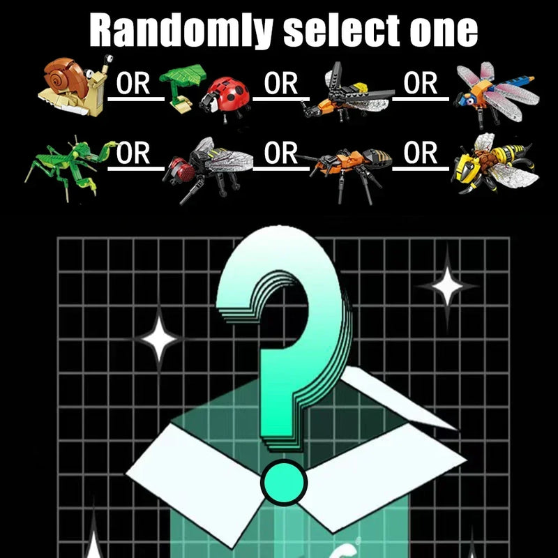 Conjunto de Brinquedos de Blocos de Construção de Insetos Joaninha - Brincadeira Duradoura para Crianças, Ótimos Modelos Colecionáveis Libélula Mantis Mosca Doméstica & Mais