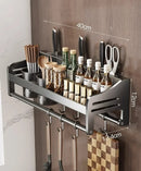 Rack de armazenamento multifuncional Suporte de tábua de corte Utensílios de parede para rack de temperos de cozinha Suporte de colher organizar