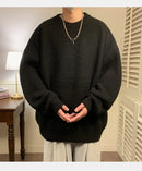 Suéter de gola redonda, cor sólida, básico, masculino, feminino, outono, inverno, parcimonioso, simples, casal, suéter de malha, quente, macio
