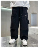 2024 Nova Primavera Outono Meninos Calças Calças Casuais de Perna Reta Grandes Crianças Calças Cargo Moda Cool Kids Roupas