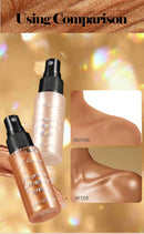 Spray Iluminador com Glitter Perolado, Óleo Loção, Iluminador Líquido para Rosto, Corpo, Pescoço e Cabelo, Brilho Duradouro para Maquiagem
