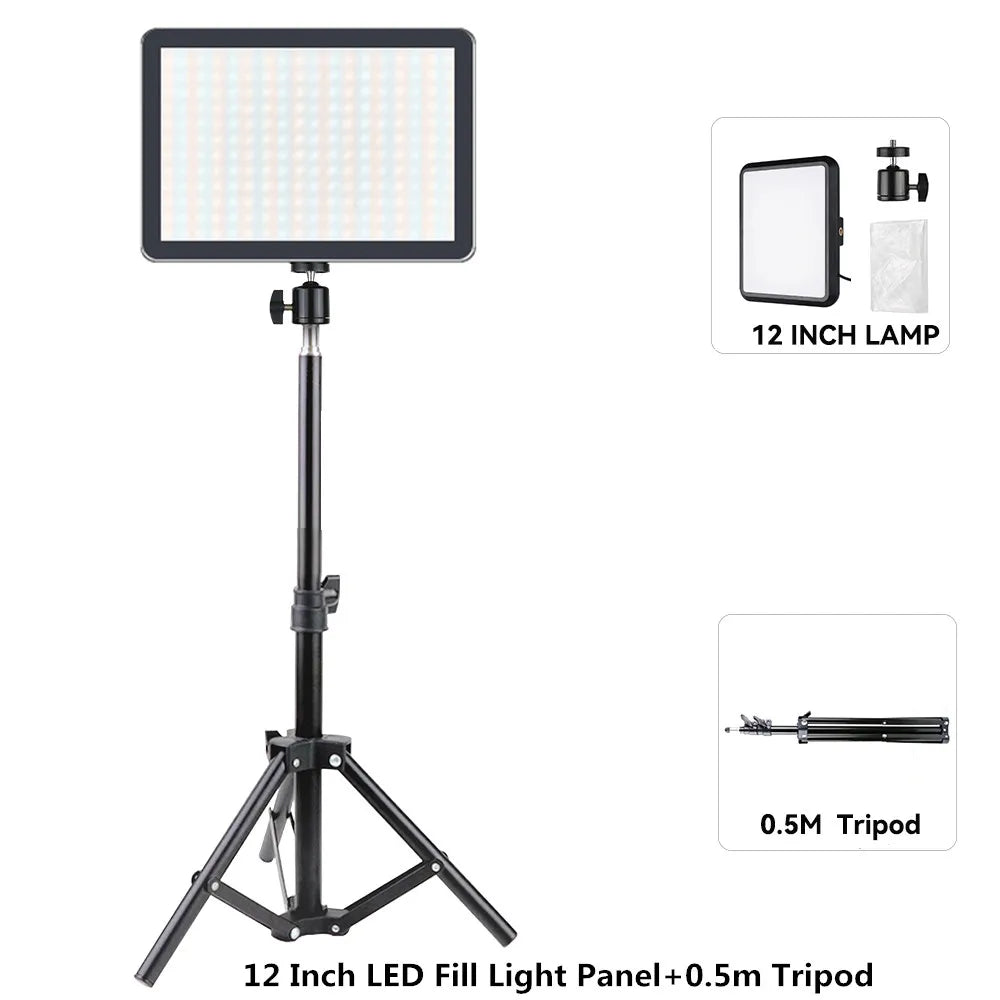 Luz de Videoconferência LED para Fotografia, Luz de Preenchimento Dimmable para Estúdio de Fotografia, Lâmpada de Preenchimento para Transmissão ao Vivo no Tiktok e Youtube