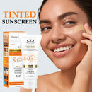 Protetor Solar Tintado FPS 50+ Hidratante Proteção UV para Rosto e Corpo Bloqueador Solar Leve Antienvelhecimento À Prova D'Água Clareador Uso Diário