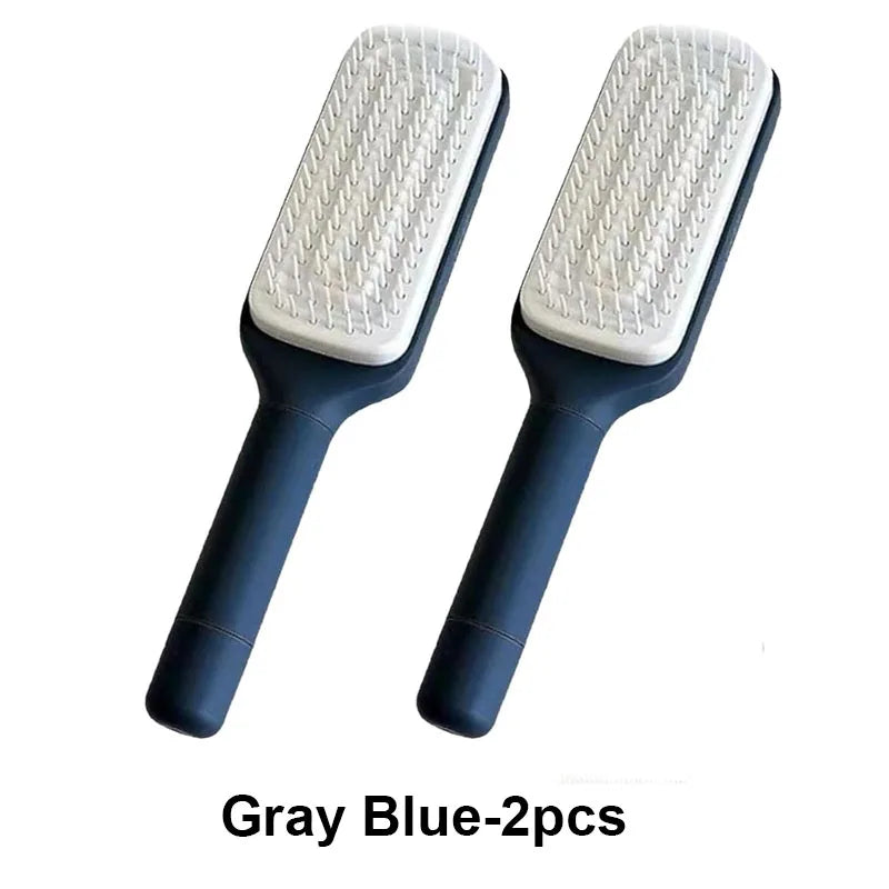 Escova de Cabelo Autolimpeza Escova de Cerdas Retráteis Escova de Cabelo Antiestática Massageador de Couro Cabeludo Pente com Botão para Queda de Cabelo Pente para Remoção de Cabelo com Bolsa de Ar