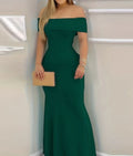 Mulheres Vestido de Noite 2024 Primavera/Verão Mais Recente Inteligente Côr Sólida Vermelho Temperação Um Ombro Festa Apertado Saia Longa