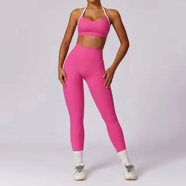 2 Pcs Conjunto de Ginástica Mulheres Treino Sem Encosto Yoga Terno Mulheres Secagem Rápida Legging Fitness Sutiã Camisa de Manga Curta Terno Esportivo Feminino