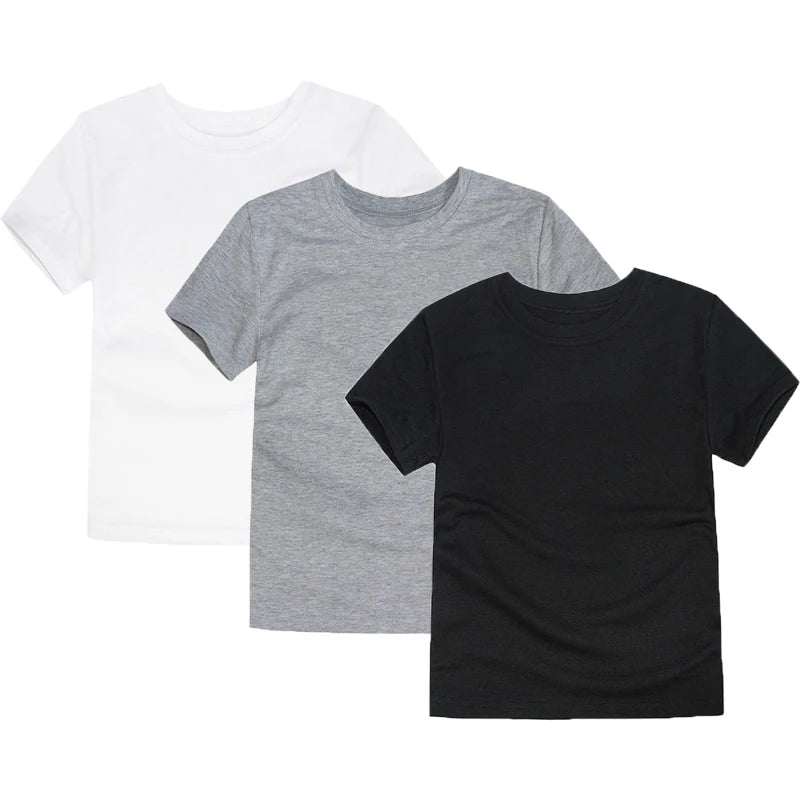 Camisetas clássicas para meninos meninas algodão branco preto camisetas de manga curta para bebê criança Roupas infantis Crianças de 2 a 14 anos