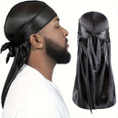 Boné de Seda Durag para Homens Bandana Silky DuRag Doo Rag Long Tail Waves Cap