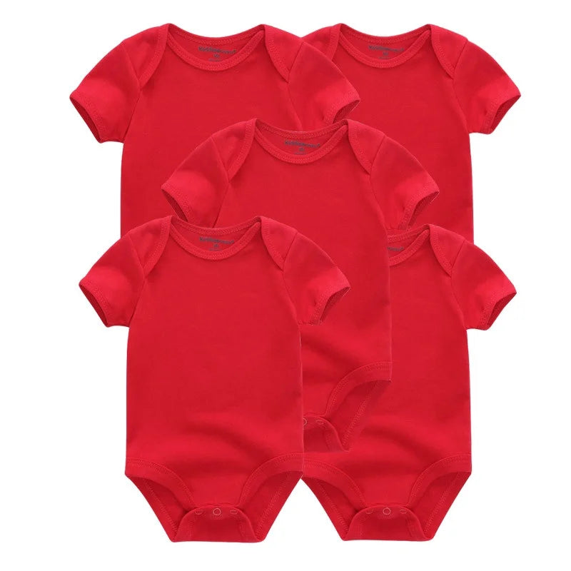 Kiddiezoom 5 Pçs/lote Quatro Estações Moda Dos Desenhos Animados de Manga Curta Do Bebê Menino Menina Bodysuits Macio 100% Algodão Recém-nascido Onesies Roupas