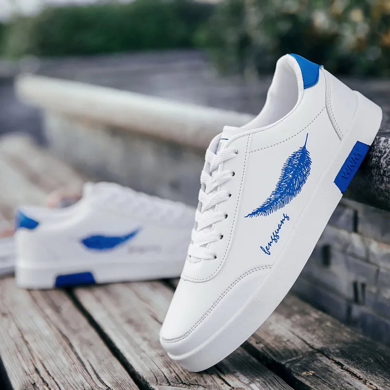 Homens brancos Calçados Esportivos Moda Homens Sapatos Casuais Homem de Couro Flats Conforto Resistente Tênis Casuais Masculinos Zapatillas De Hombre