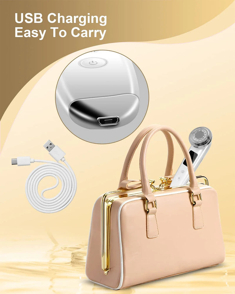 Dispositivo de Lifting Facial com Microcorrente EMS, Terapia de Luz LED, Reafirmação da Pele, Elevação Facial Elétrica, Vibrador e Massageador Facial Aquecido