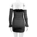 Fairyshely Sexy Ruffle Curto Vestido Clube Senhoras 2025 Outono Verde Bodycon Vestidos Para As Mulheres Festa Apertado Mini Vestido Clubwear